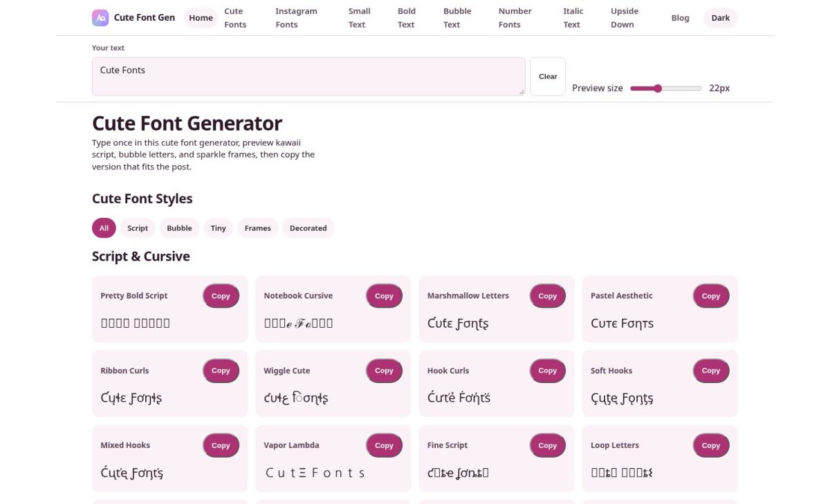 CuteFontGen website screenshot