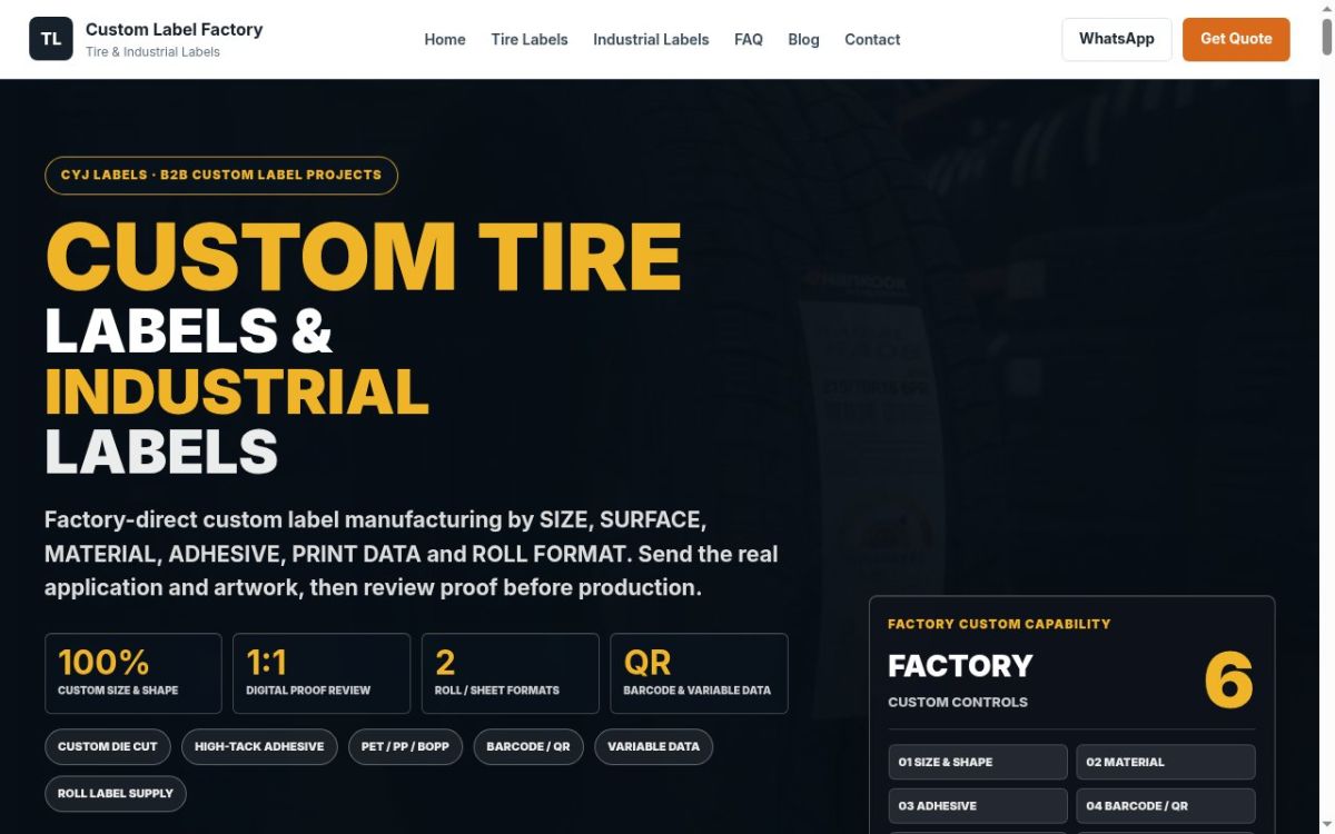 CYJ Labels Tire and Industrial Labels screenshot