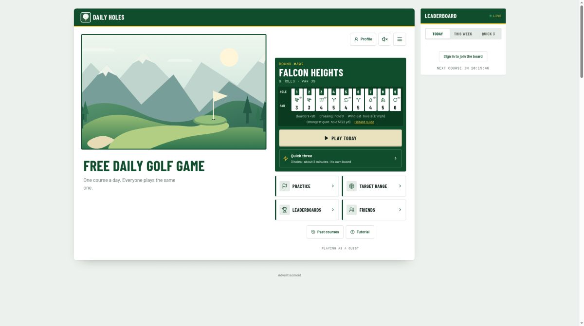 Daily Holes website screenshot