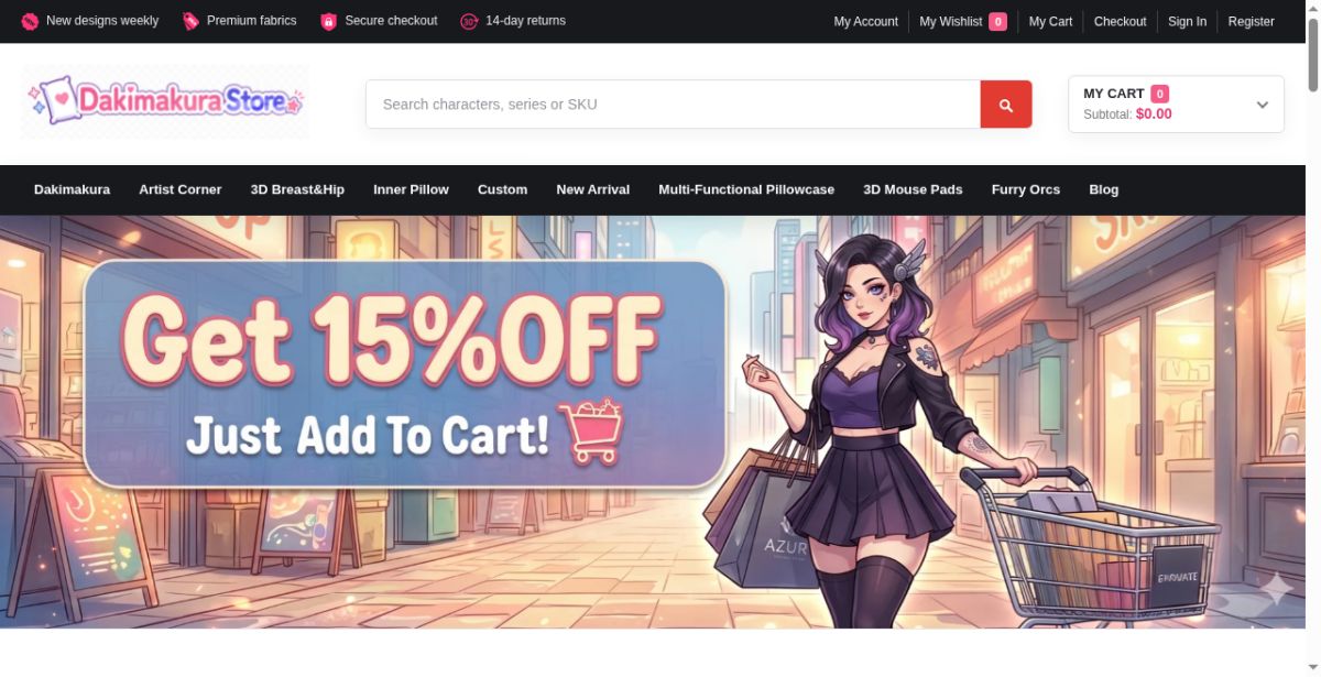 Dakimakura Store screenshot