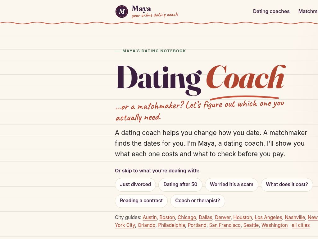 Dating Coach Online website screenshot