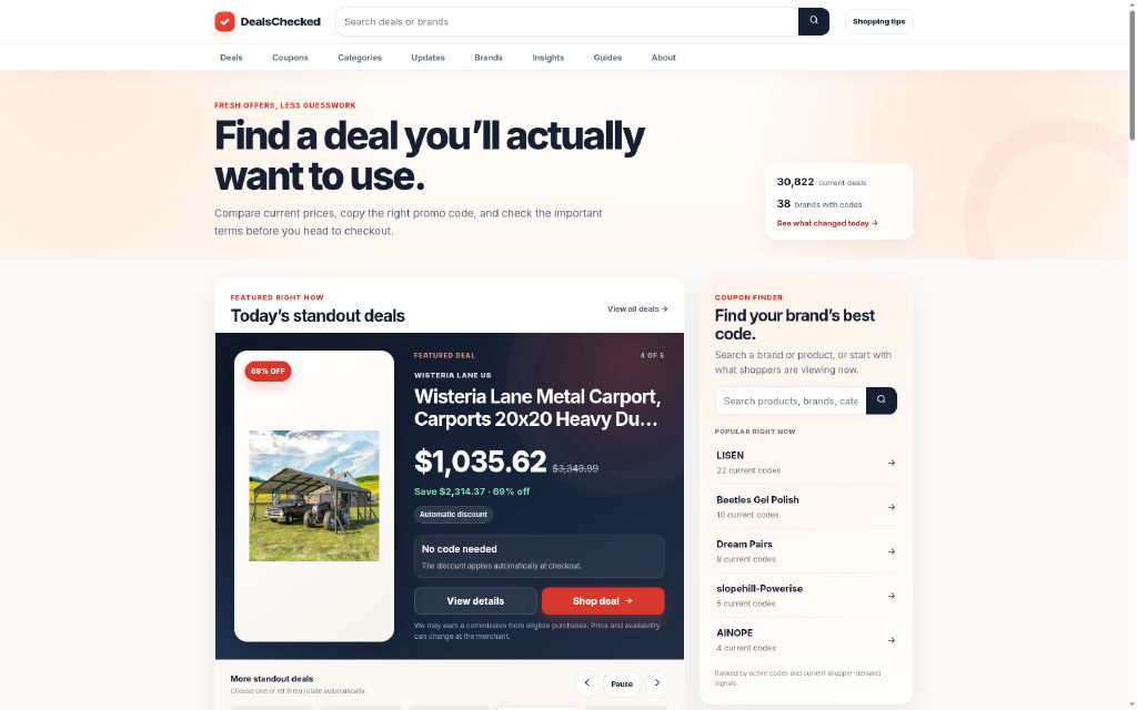 DealsChecked website screenshot