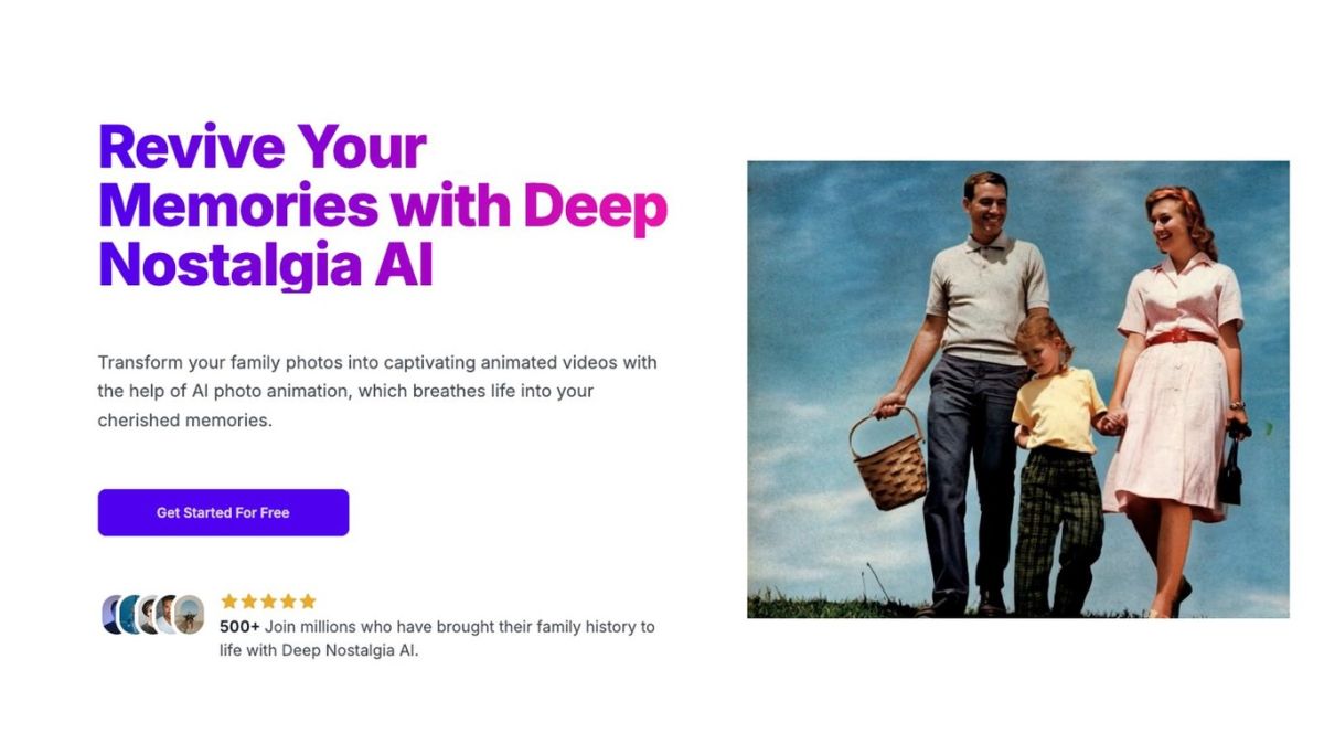 Deep Nostalgia AI website screenshot