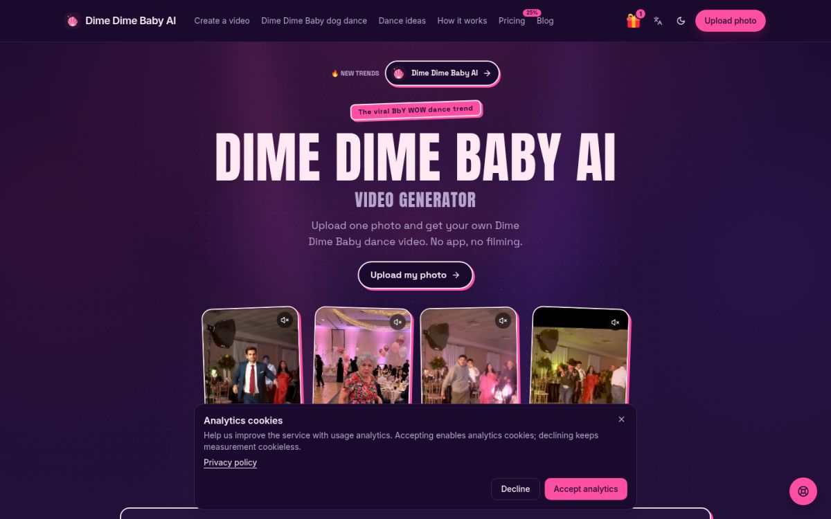 Dime Dime Baby AI website screenshot