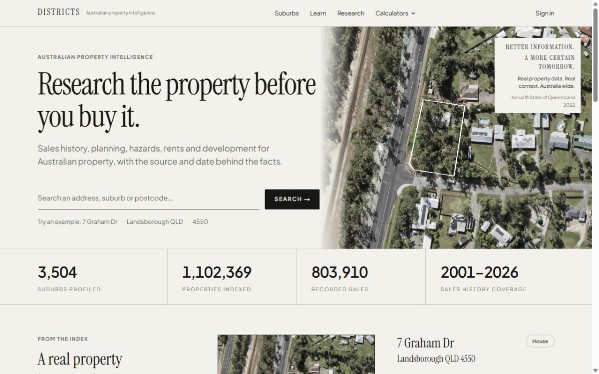 Districts website screenshot