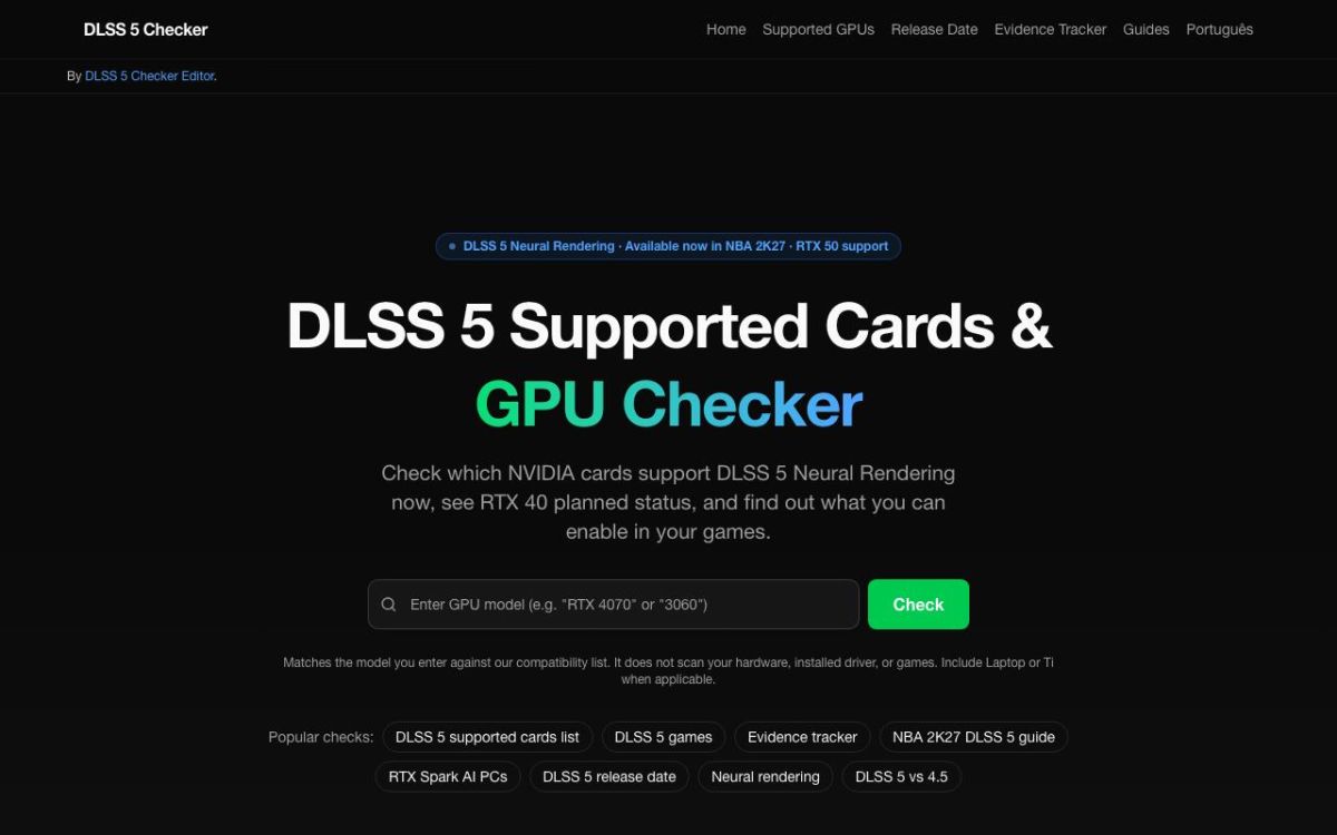 DLSS 5 Checker screenshot