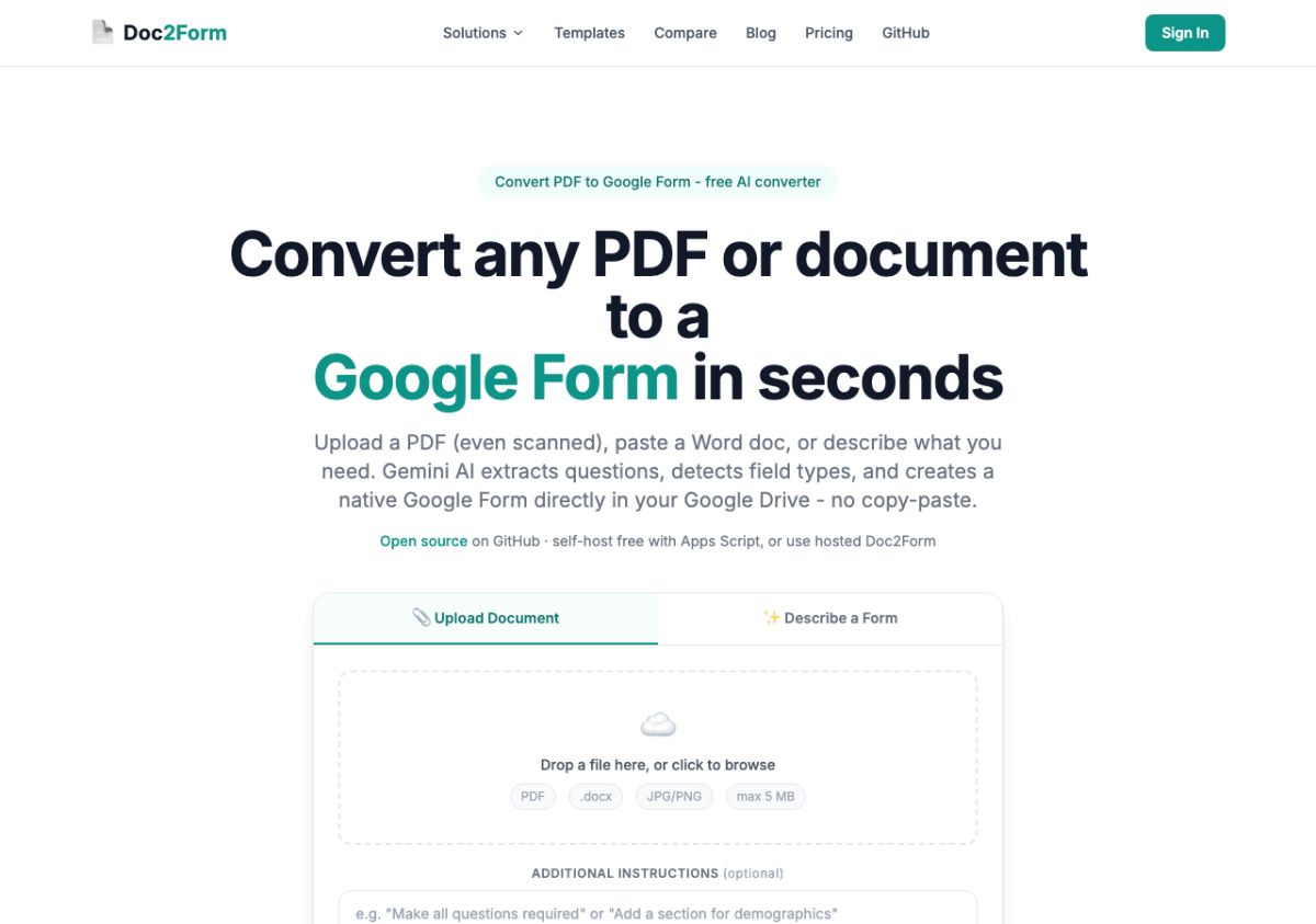 Doc2Form screenshot