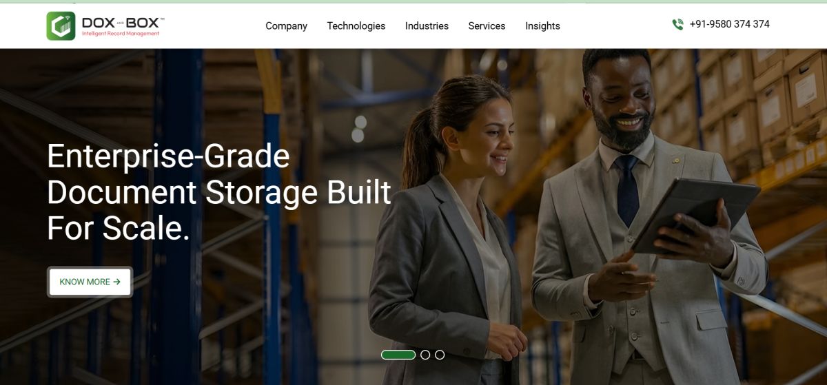 Dox and Box Records and Data Management Company | India website screenshot