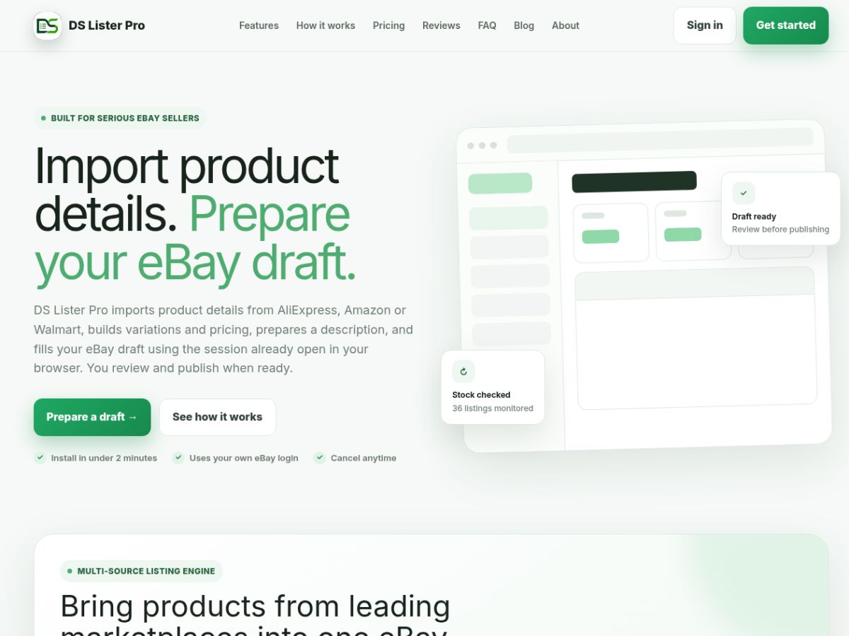 DS Lister Pro website screenshot
