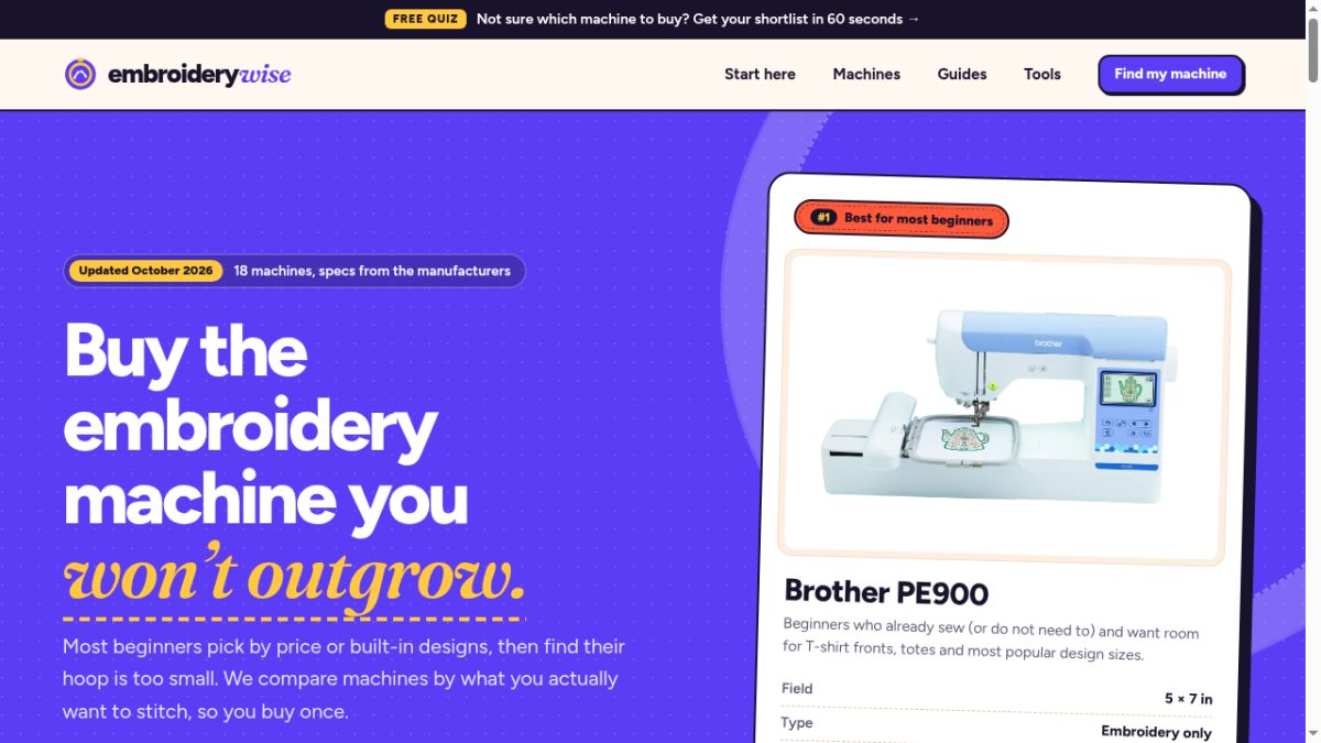 EmbroideryWise website screenshot