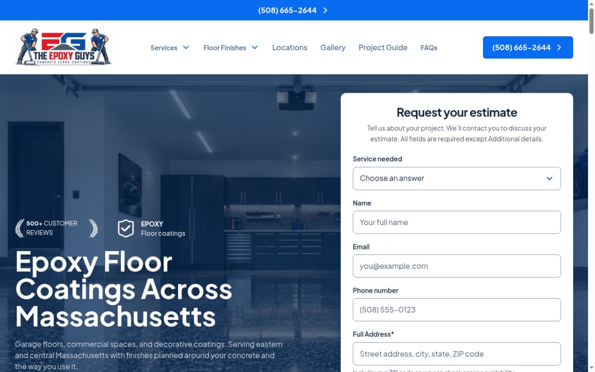 Epoxy Installation Guys website screenshot