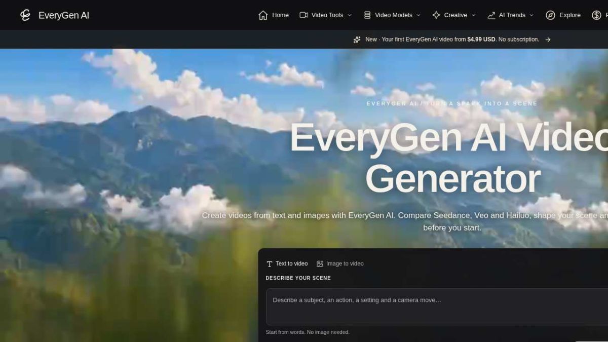 EveryGen AI website screenshot