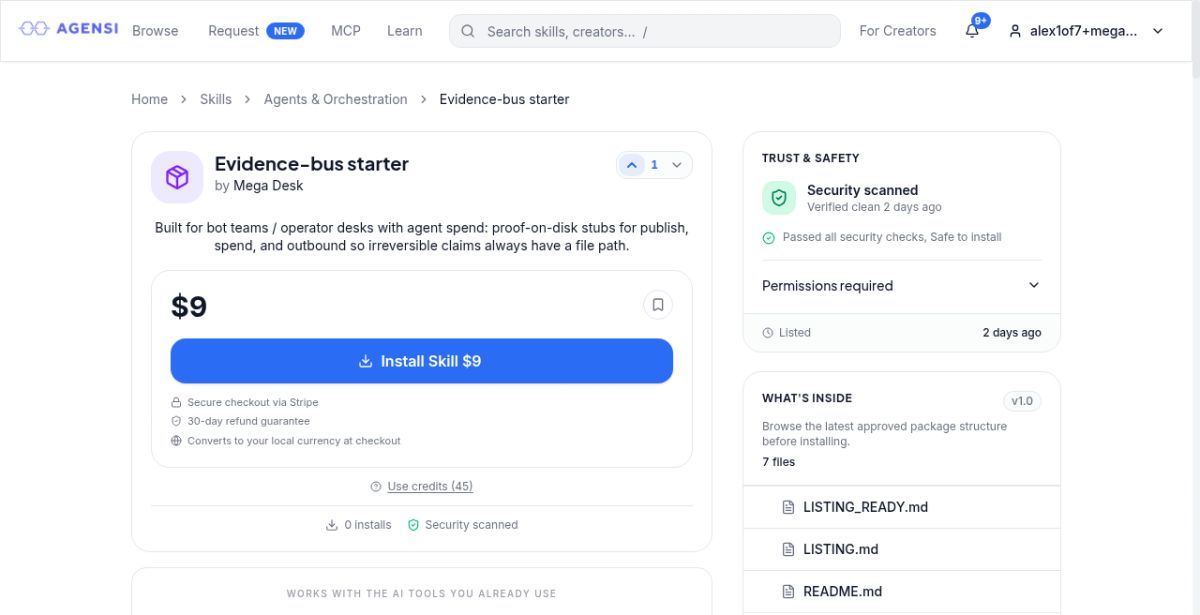 Evidence-bus starter website screenshot