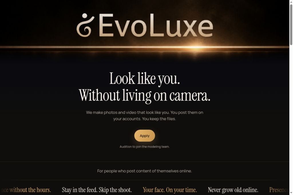EvoLuxe website screenshot