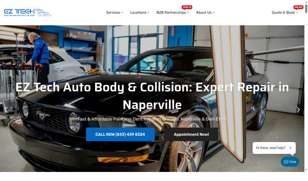 EZ Tech Paintless Dent Removal &amp; Collision website screenshot