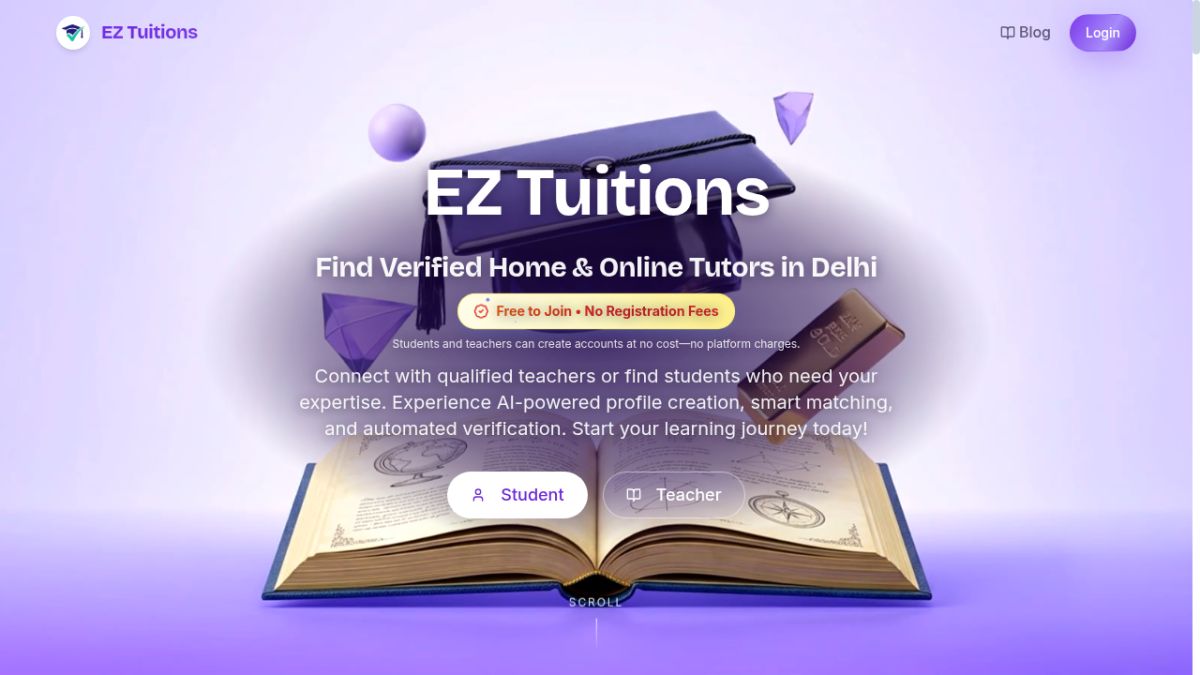 EZ Tuitions website screenshot