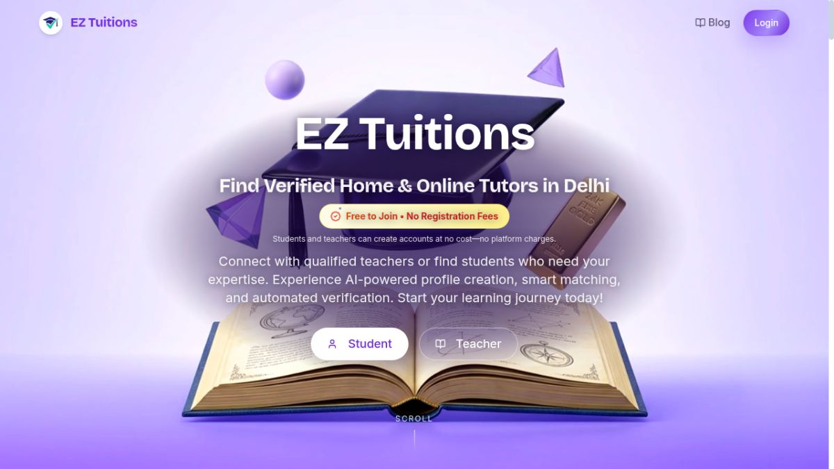 EZ Tuitions website screenshot
