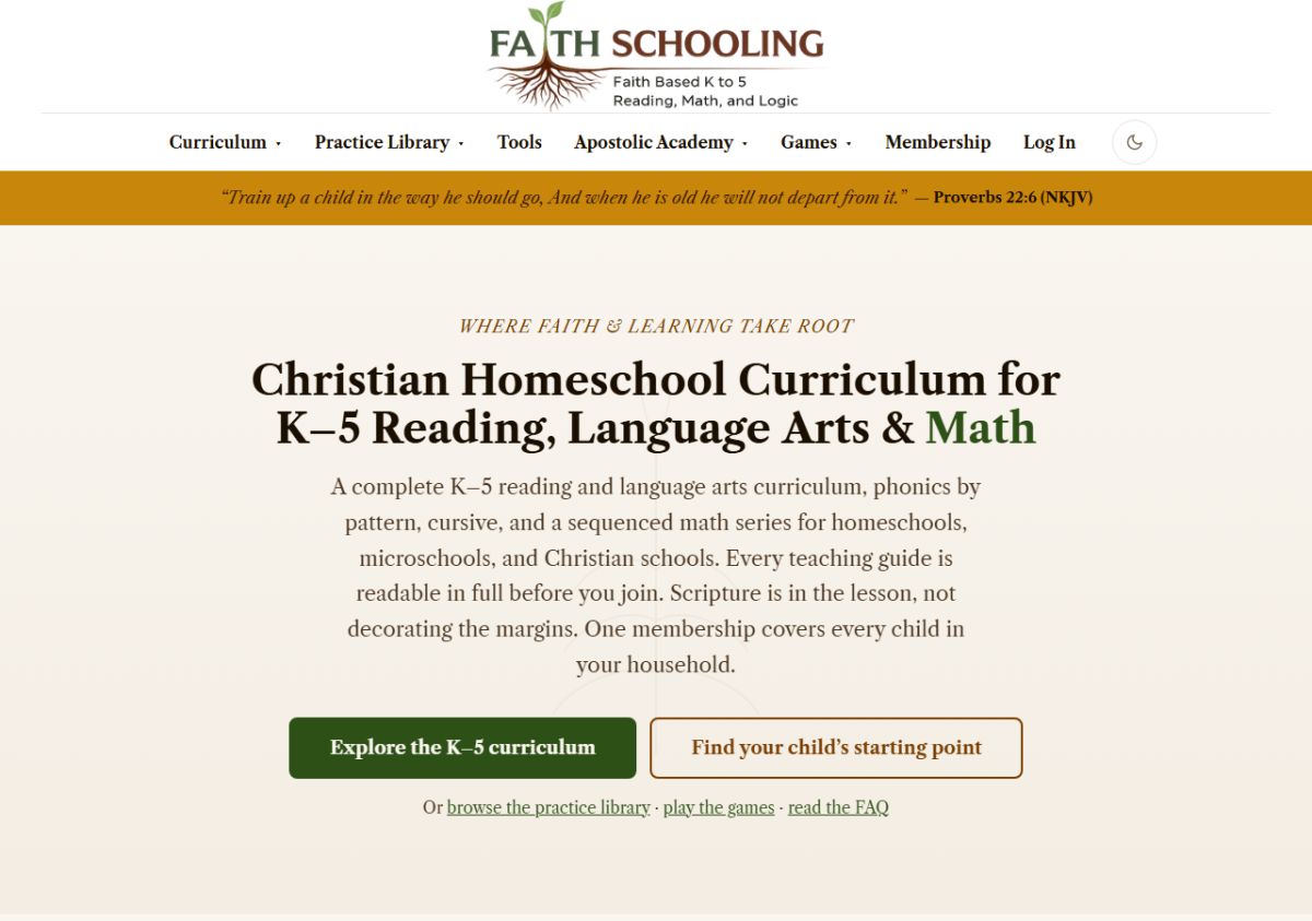 Faith Schooling website screenshot