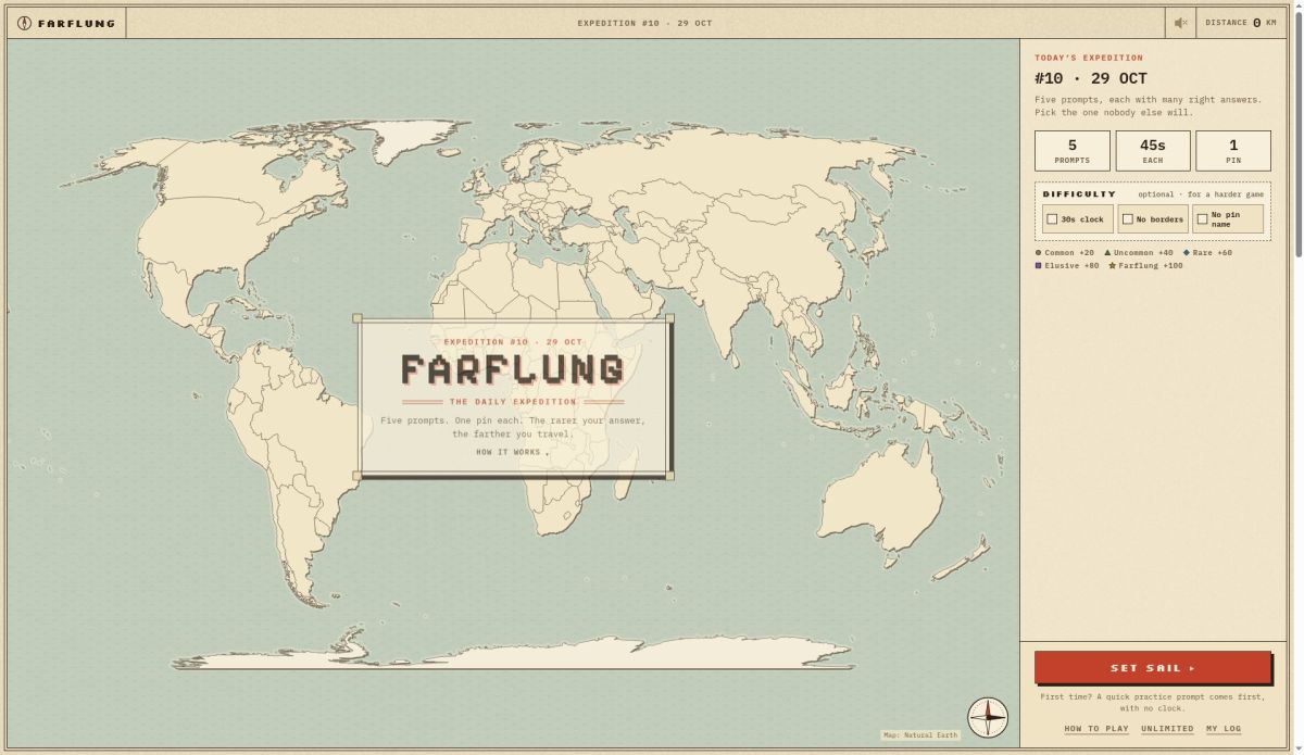 Farflung Game website screenshot