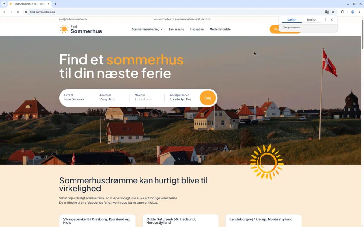 Find-sommerhus.dk screenshot