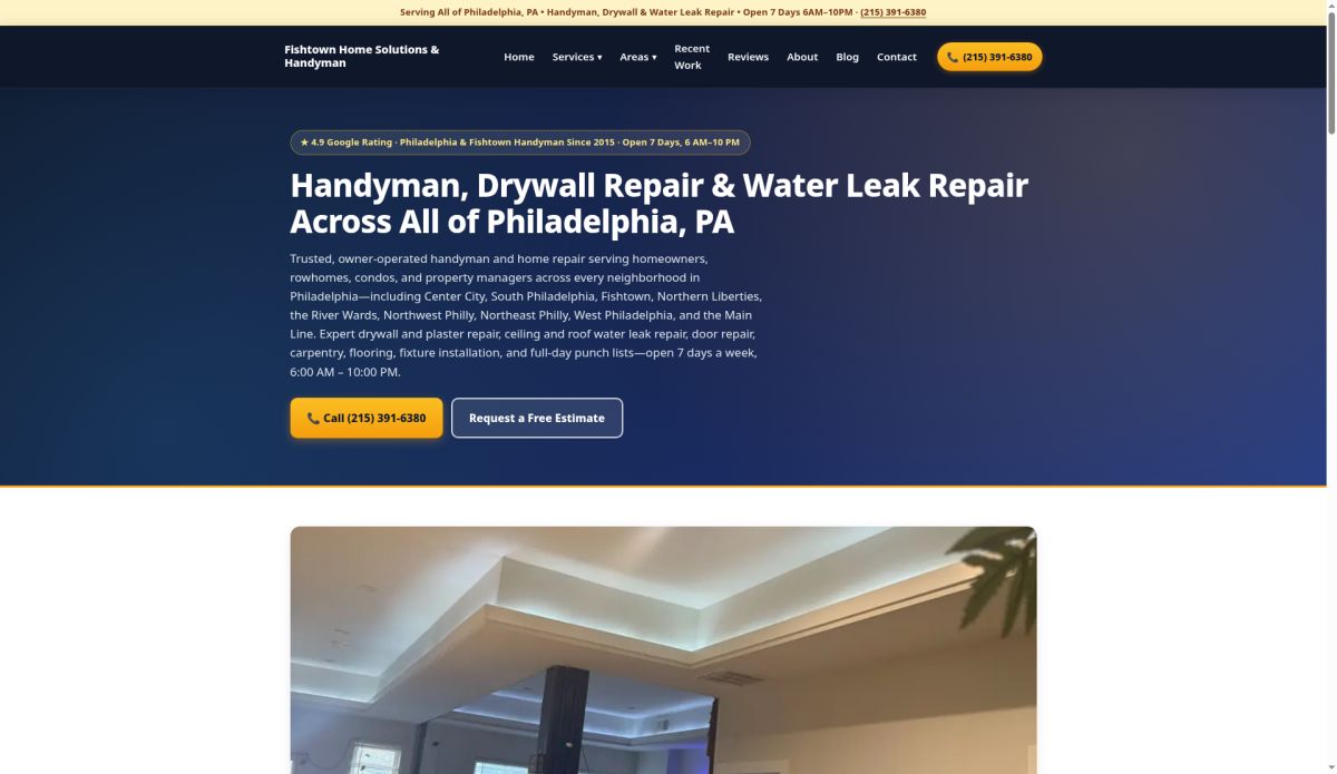 Fishtown Home Solutions &amp; Handyman website screenshot