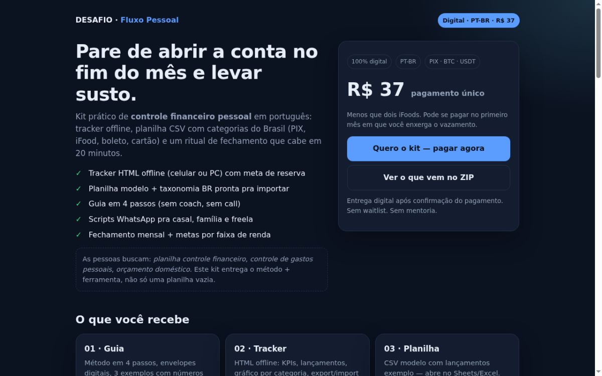 Fluxo Pessoal website screenshot