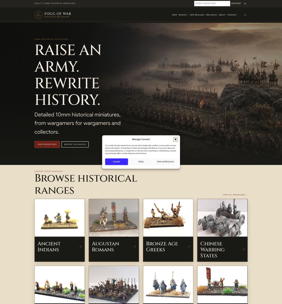 Fogg of War Miniatures website screenshot