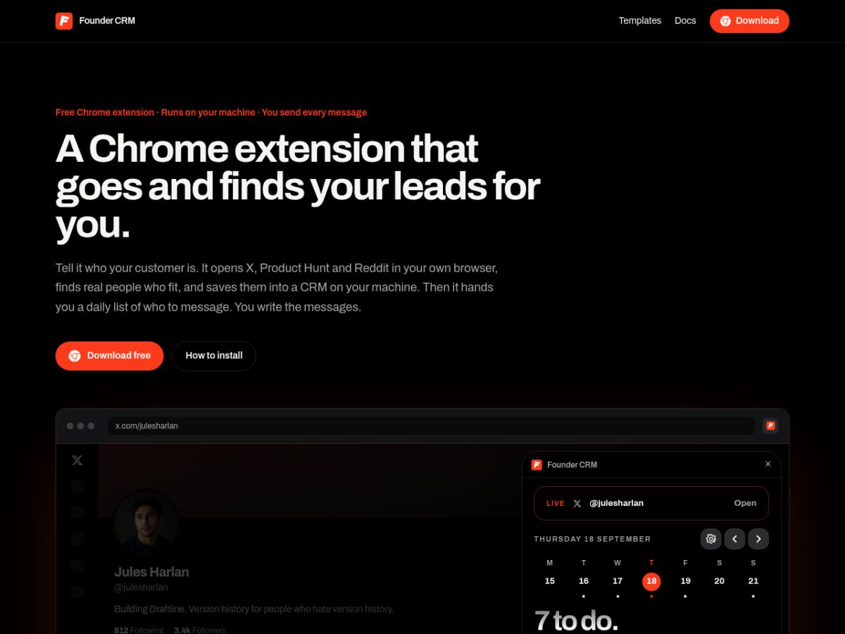 Founder CRM website screenshot