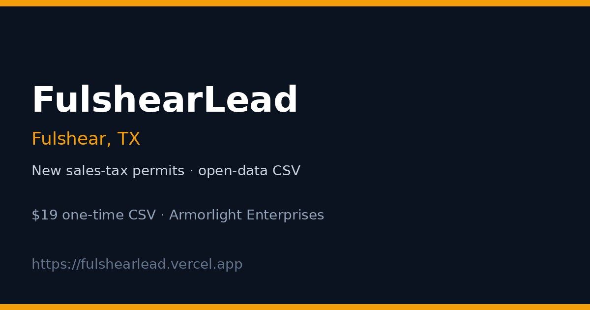 FulshearLead - Fulshear sales-tax permits CSV screenshot