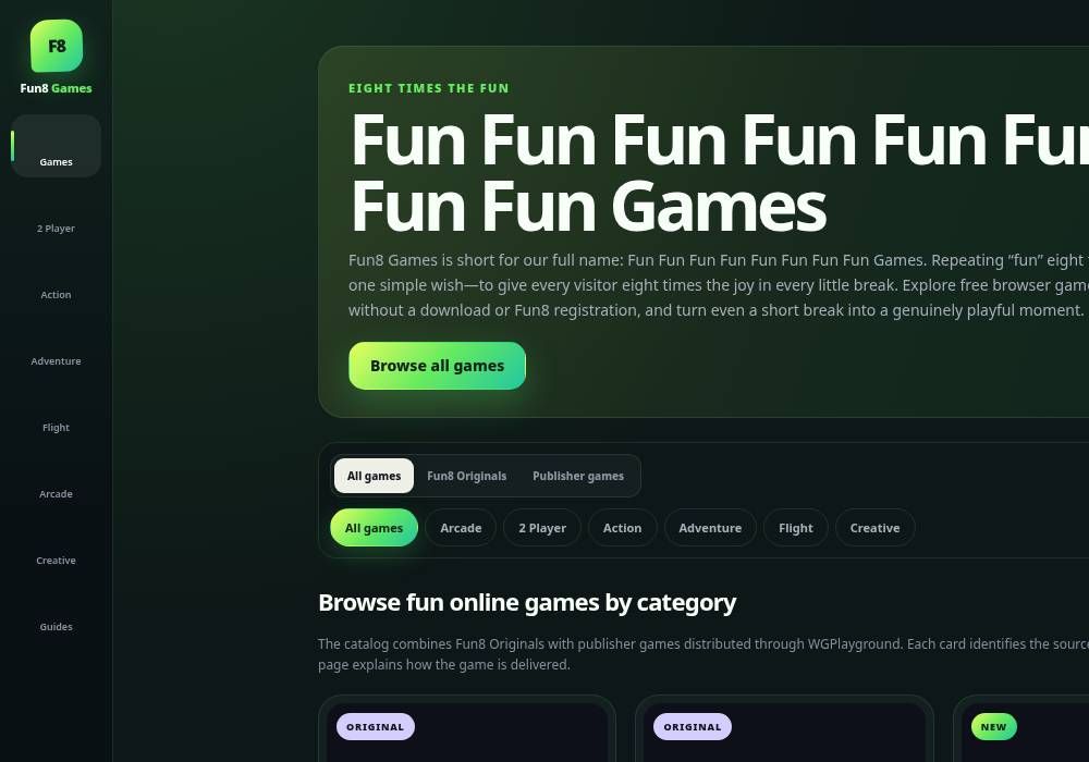 Fun8 Games website screenshot