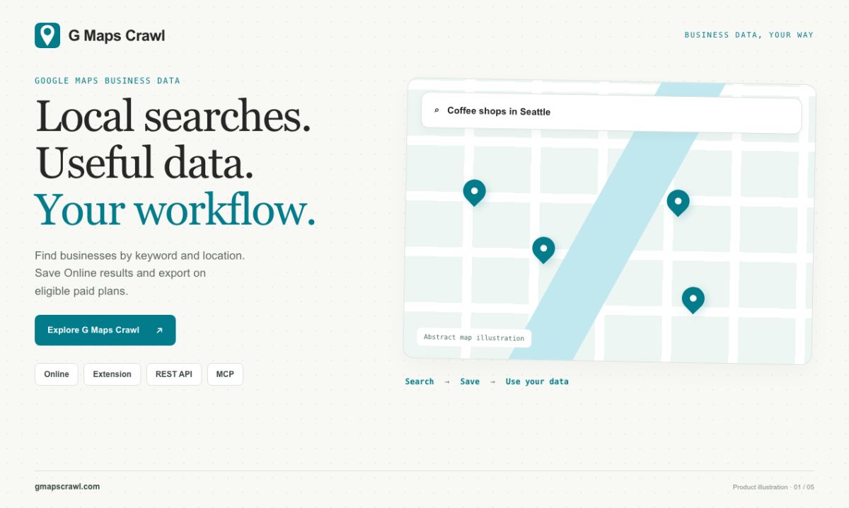 G Maps Crawl website screenshot