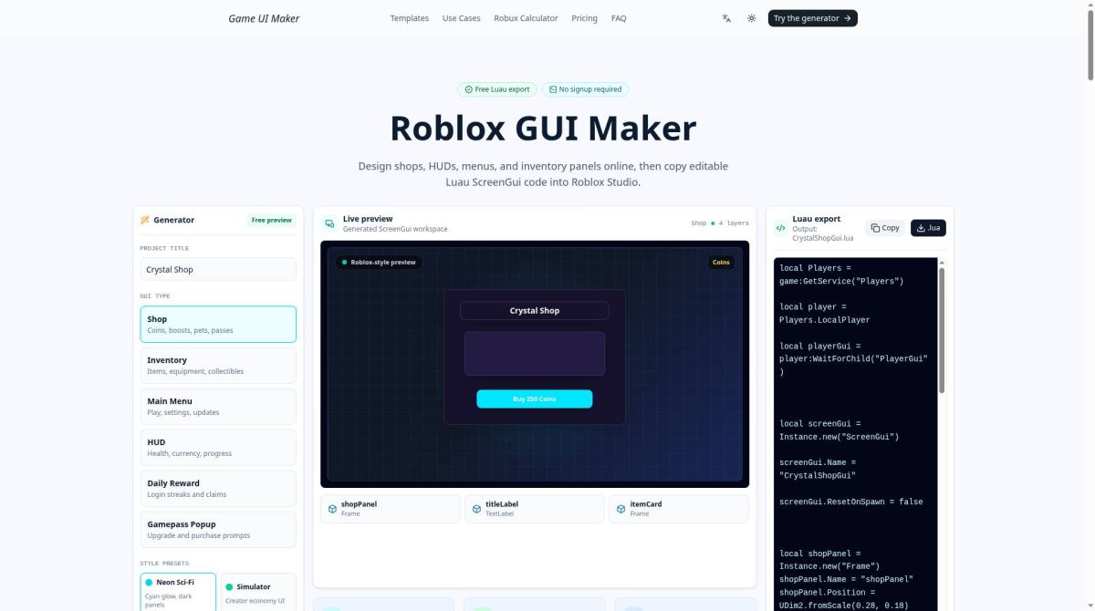 Game UI Maker screenshot