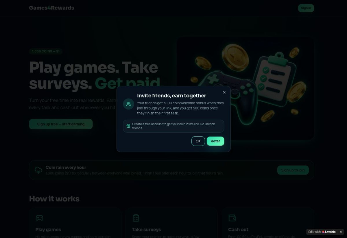 Games4Rewards screenshot