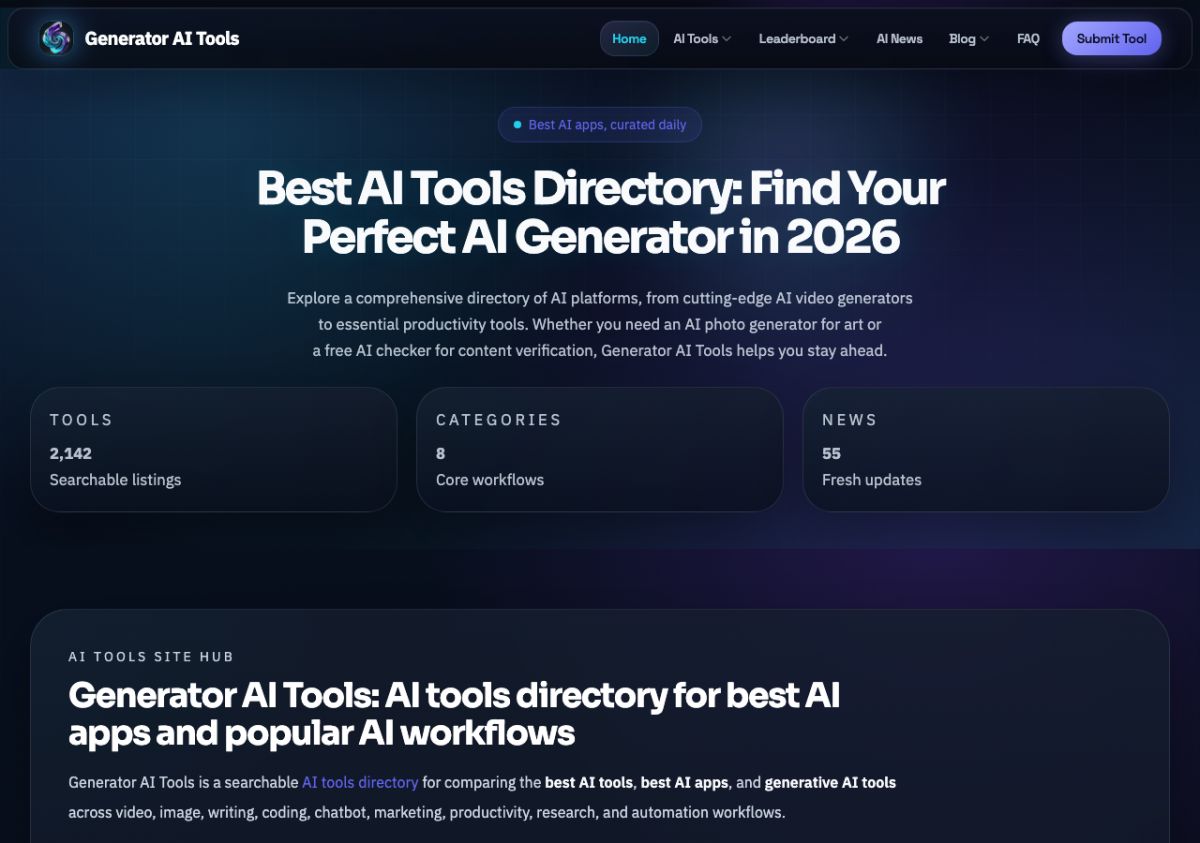 Generator AI Tools website screenshot