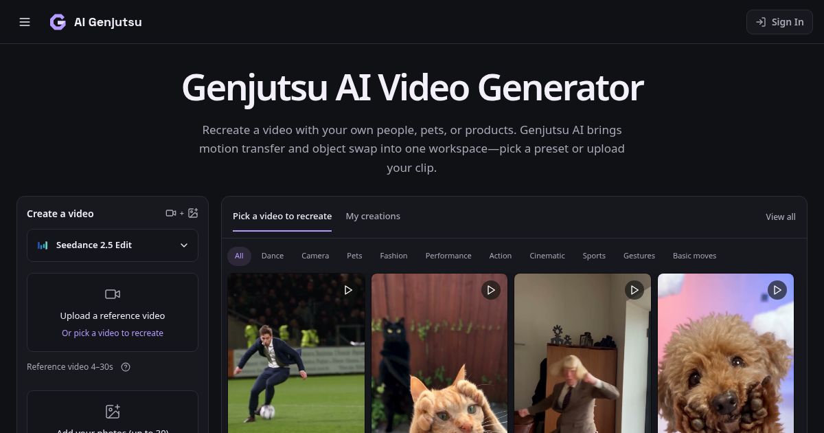 Genjutsu AI website screenshot