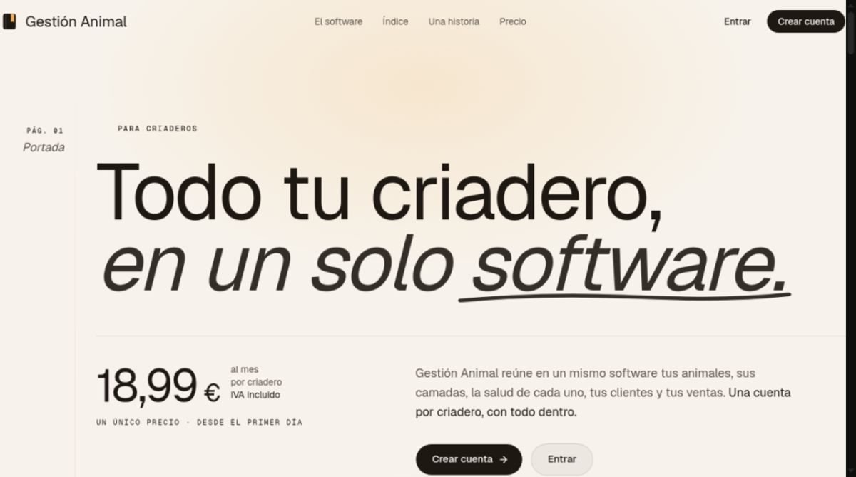 Gestión Animal website screenshot