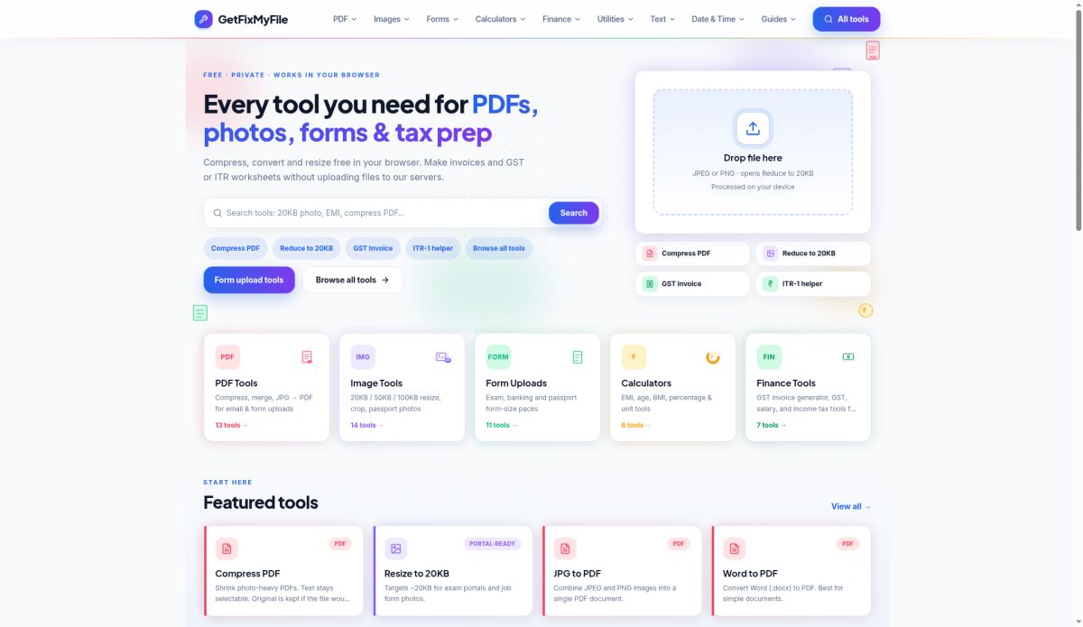 GetFixMyFile website screenshot