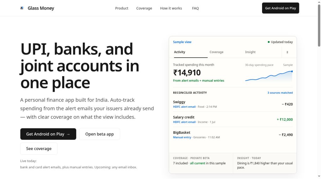 Glass Money website screenshot