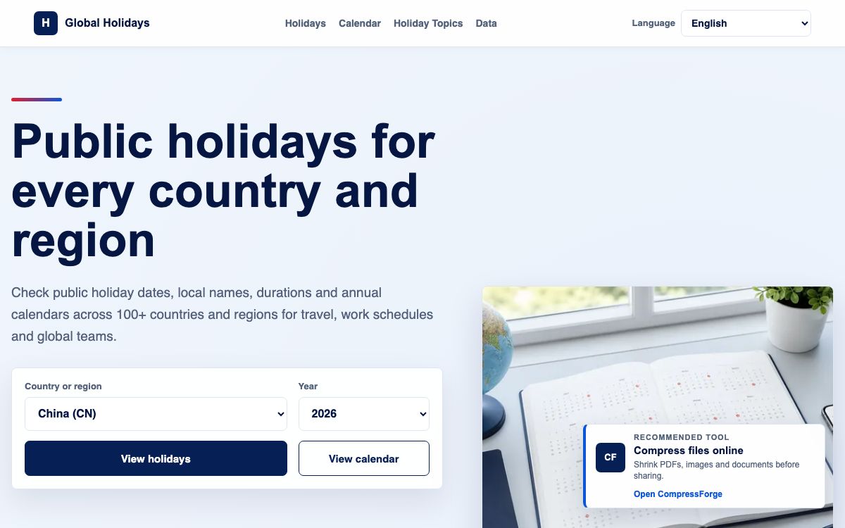 Global Public Holidays Calendar 2025-2027 - Official Dates and Long Weekends screenshot