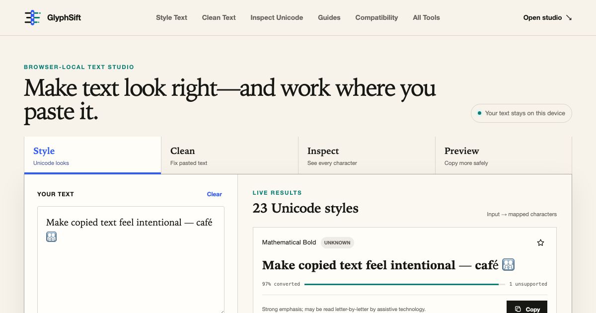 GlyphSift - Copy-Paste Text Studio screenshot