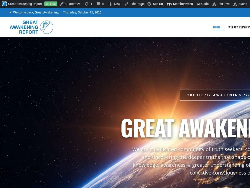 Great Awakening Report website screenshot