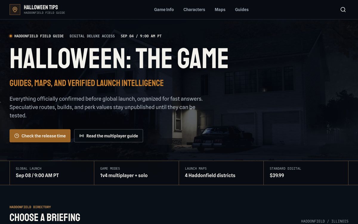 HalloweenGameTips - Guides for Halloween: The Game website screenshot