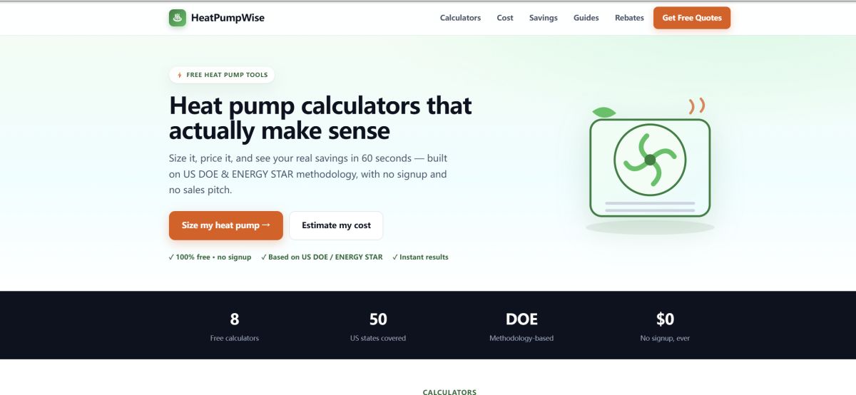 HeatPumpWise website screenshot
