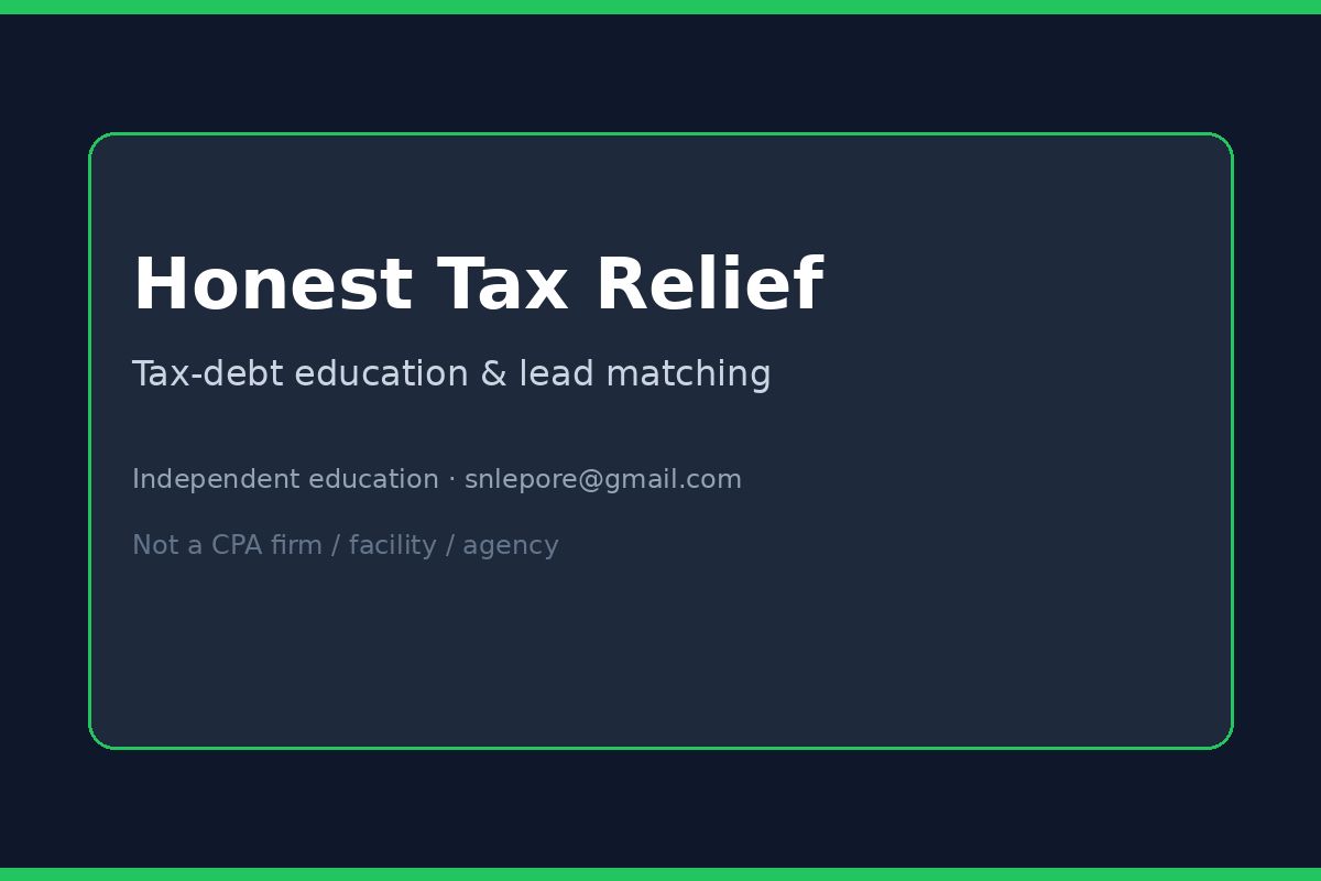 Honest Tax Relief website screenshot