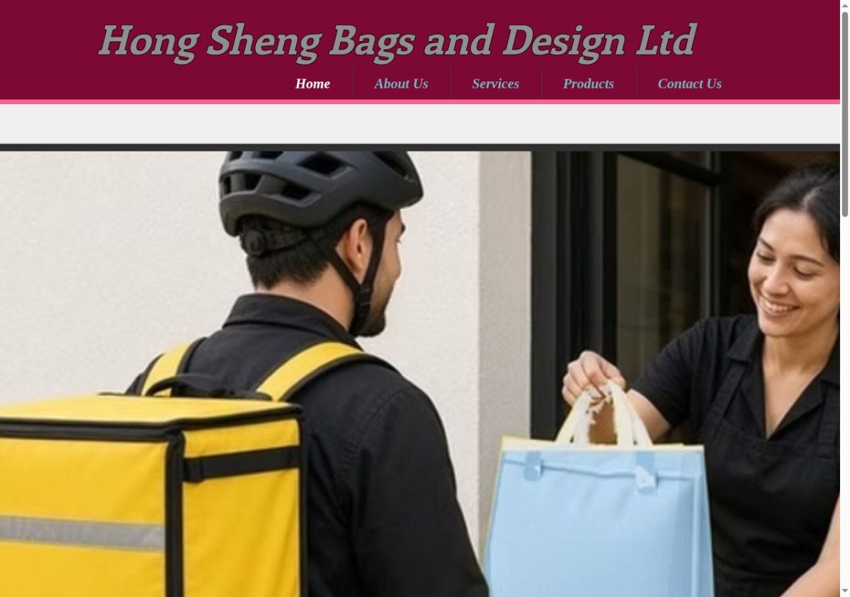 Hong Sheng Bags and Design Ltd. website screenshot