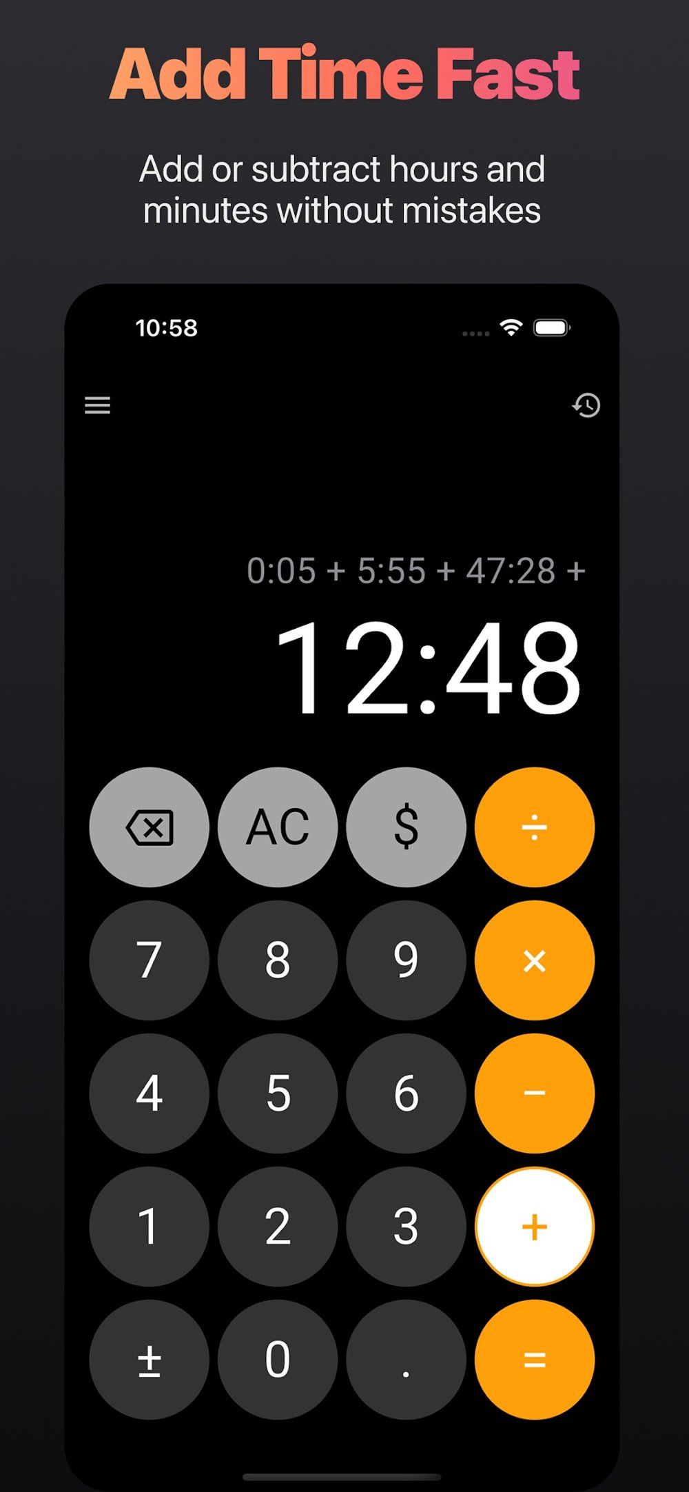 Hours and Minutes Calculator screenshot