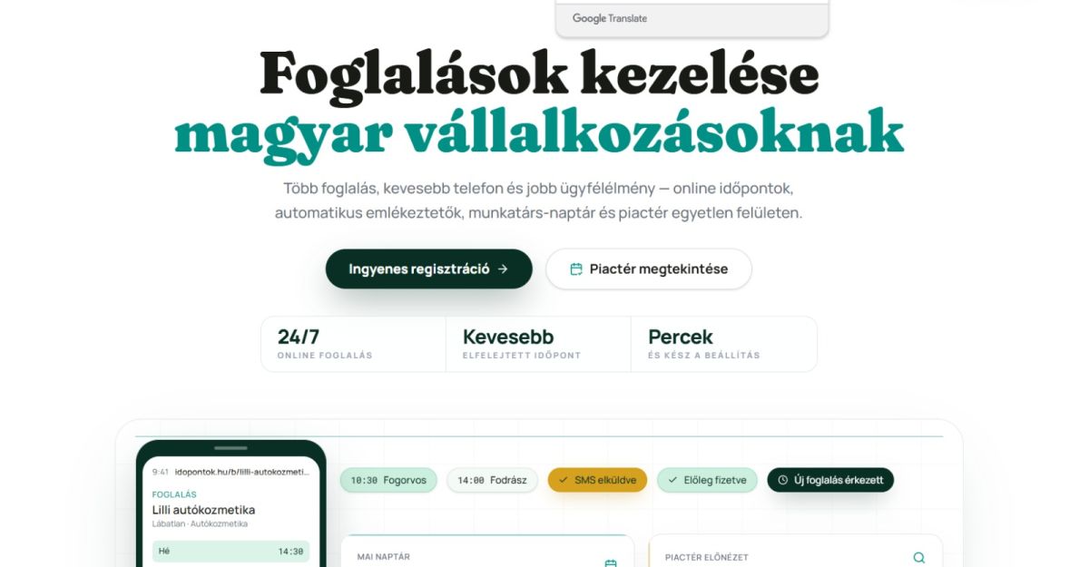 időpontok screenshot