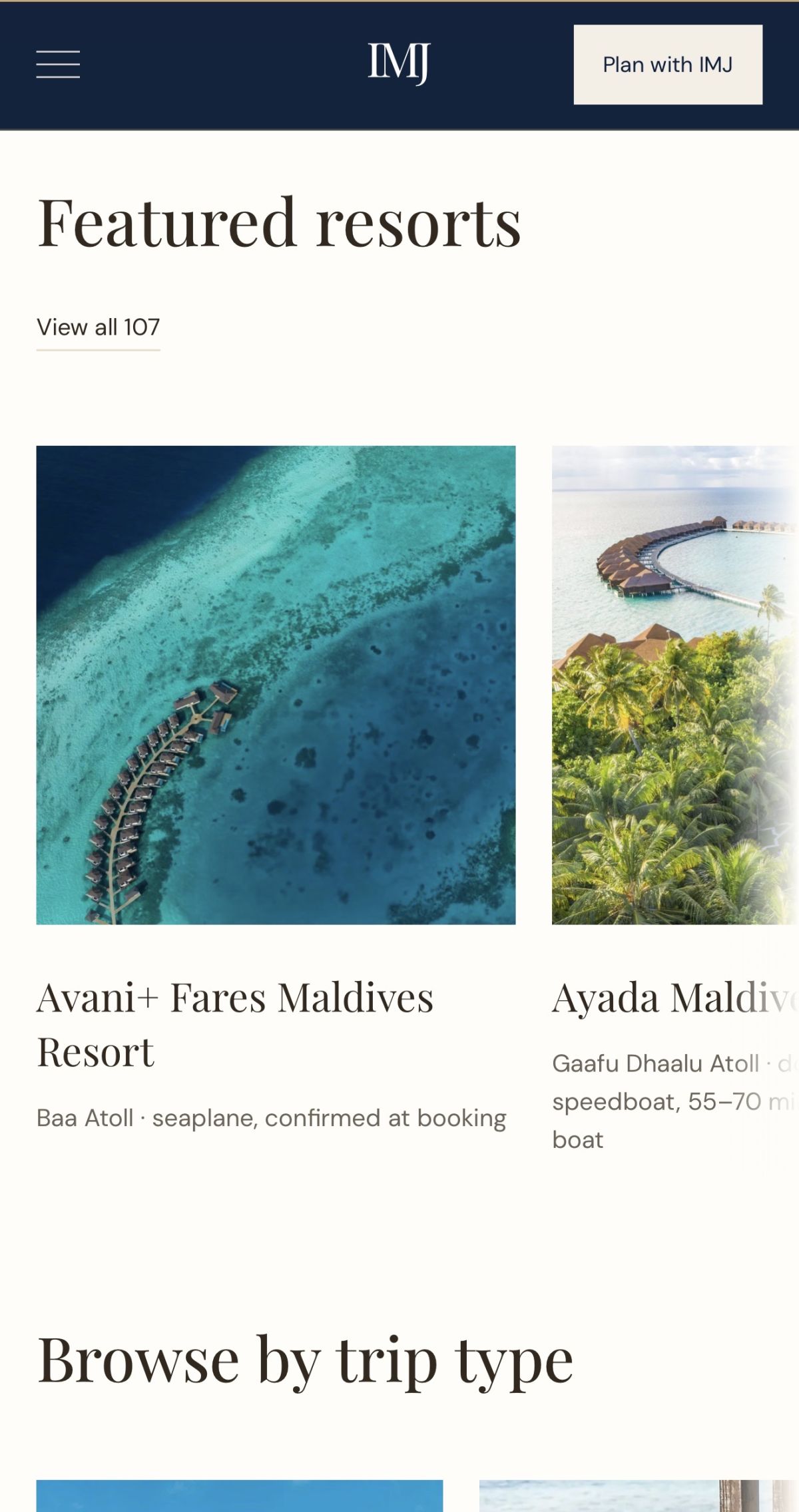 IMJ Travels, Maldives travel specialists website screenshot