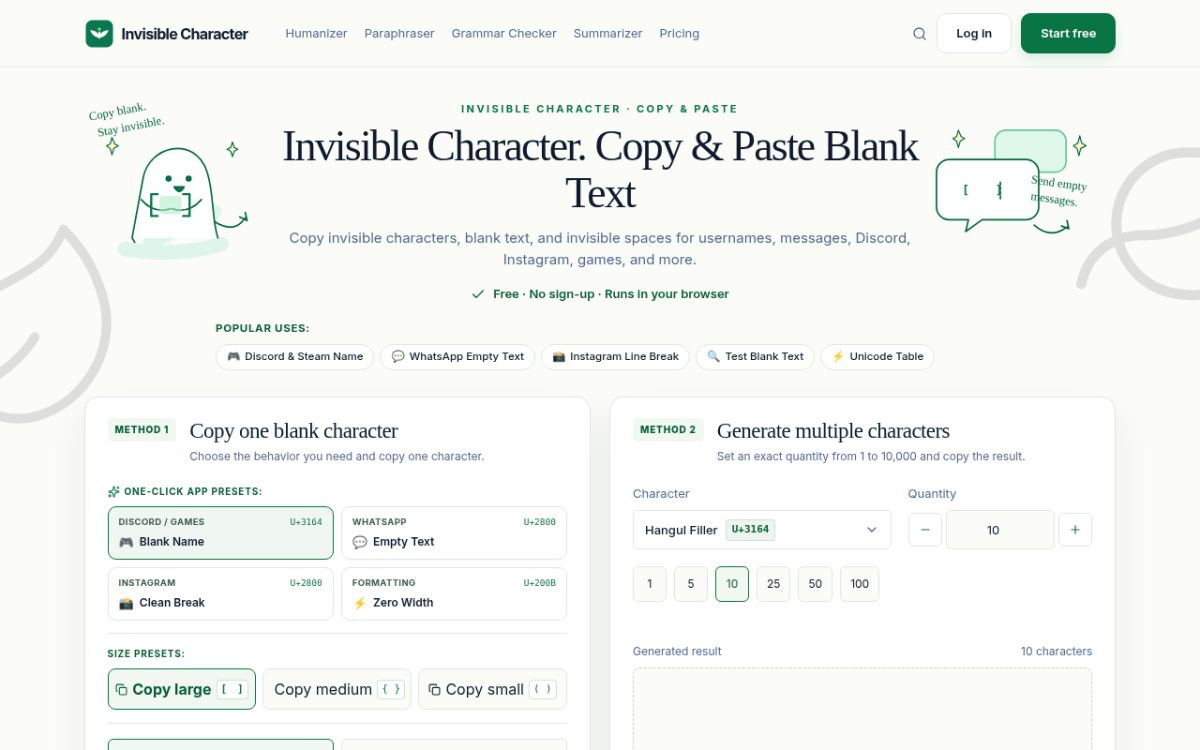 Invisible Character screenshot