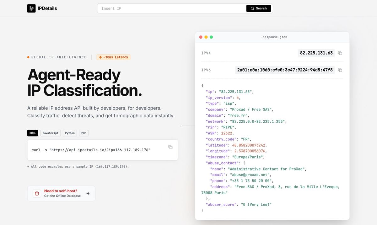IPDetails.io website screenshot